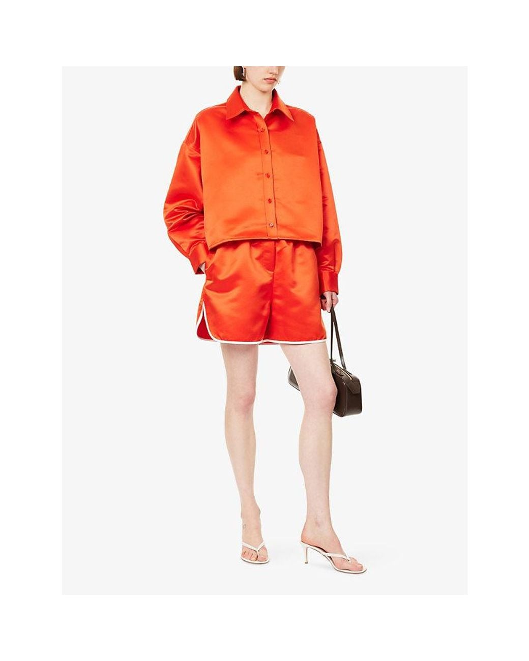 Frankie Shop Orange Arlen Boxy Satin Shirt