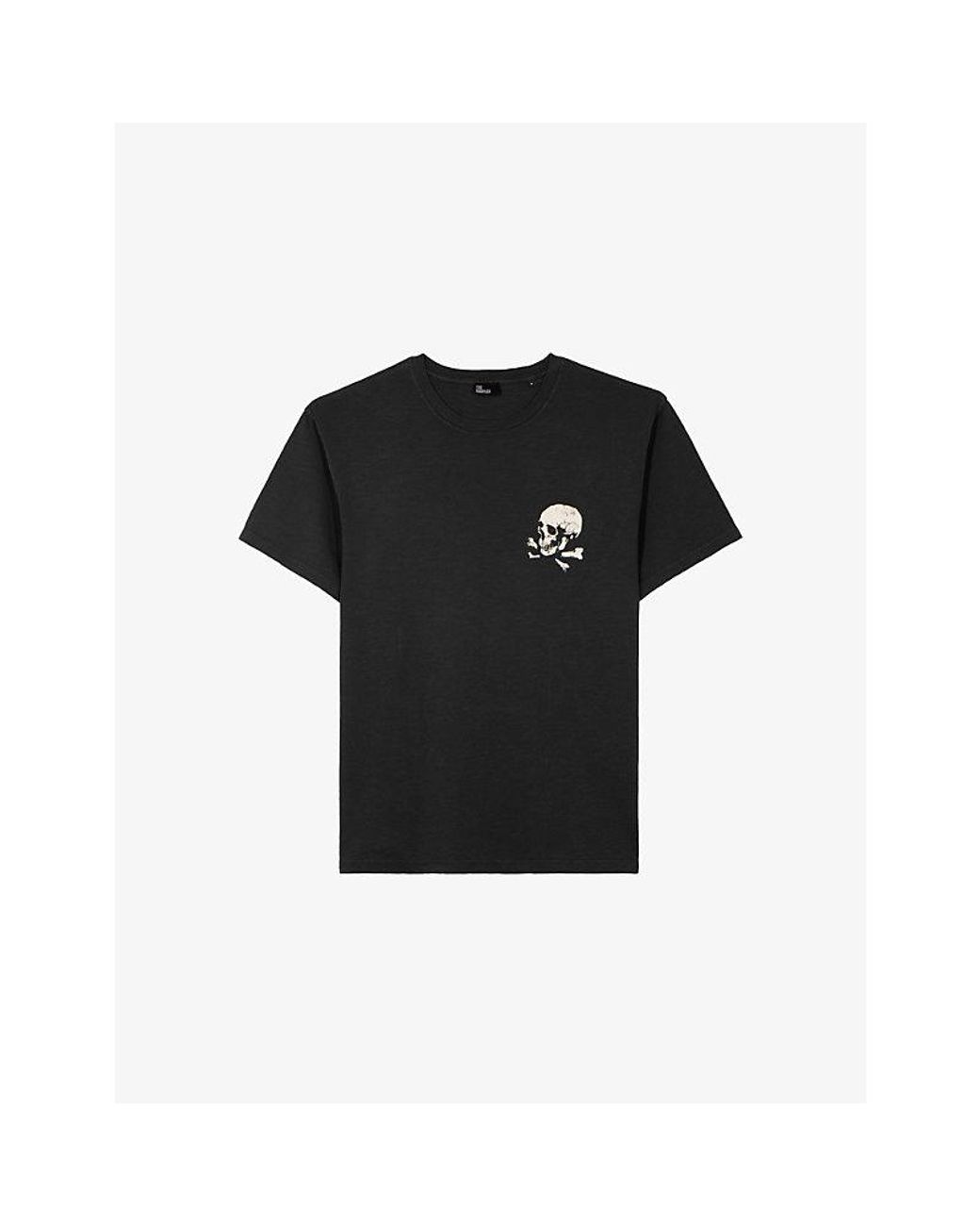 The Kooples Black Skull Graphic-Print Cotton-Jersey T-Shirt for men