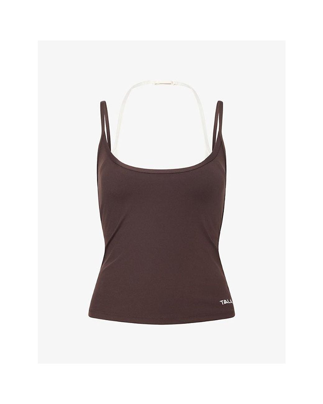 WE Are Tala Brown Dayflex Minimal Strappy Stretch-Woven Vest