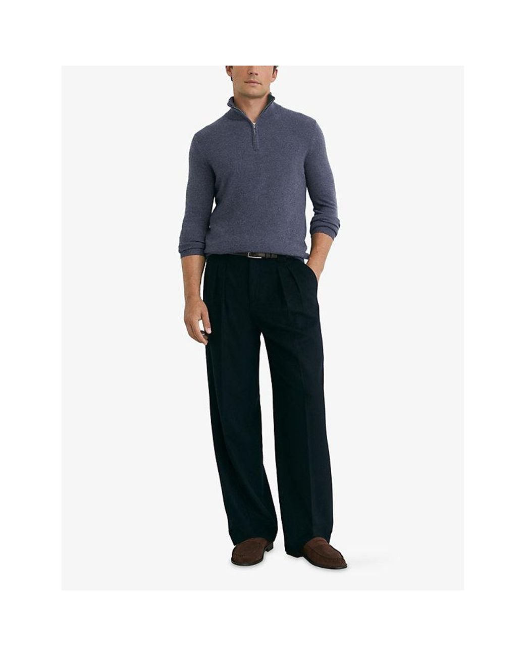 Reiss Blue Royal Half-Zip Cashmere Jumper for men