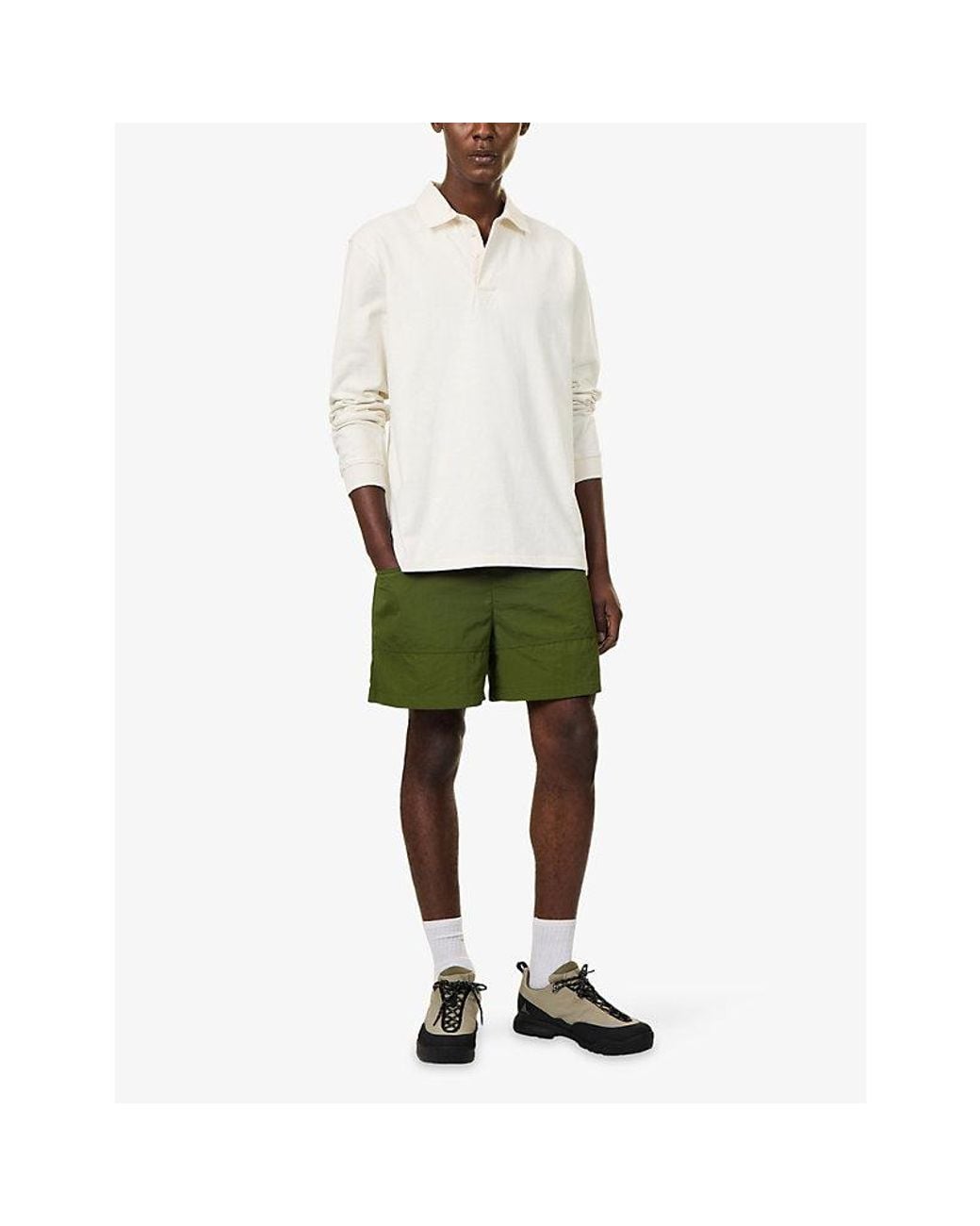 The North Face White Box Rugby Long-Sleeve Cotton-Stretch Shirt for men