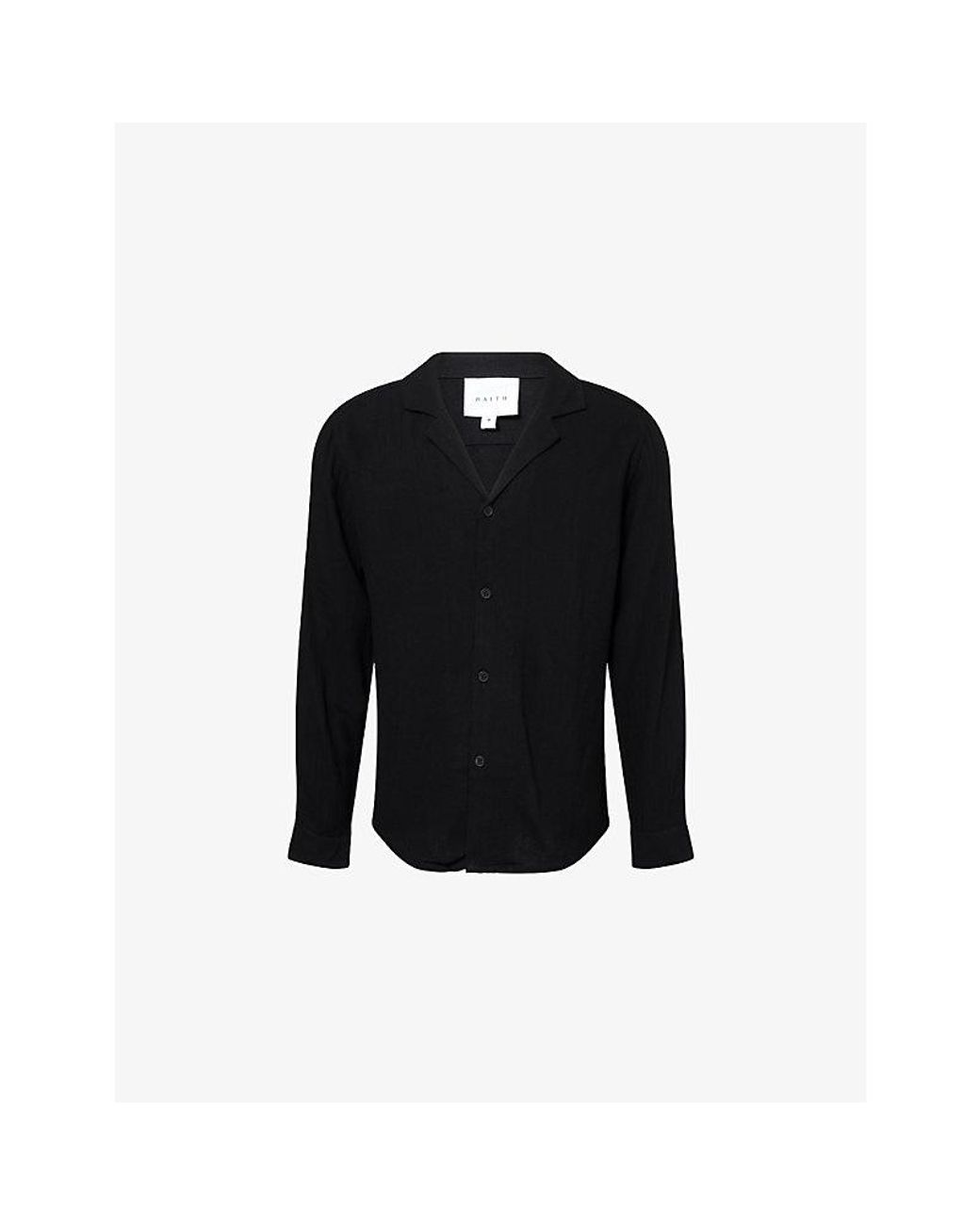 Raith Black Cami Long-Sleeve Linen-Blend Shirt for men