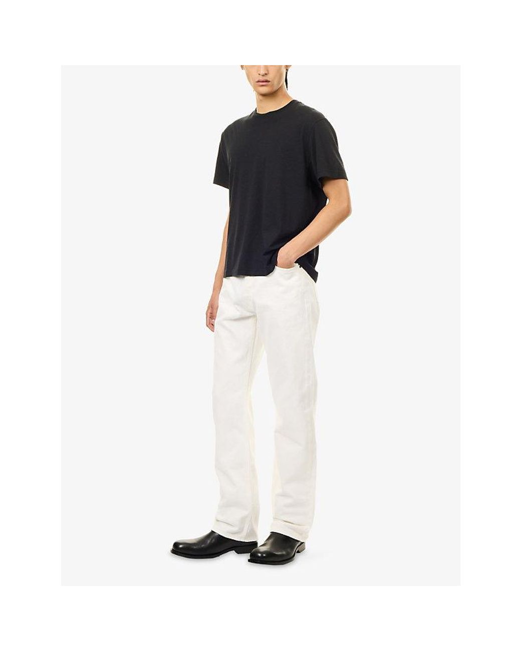 Totême Black Classic Cotton And Cashmere-Blend T-Shirt for men