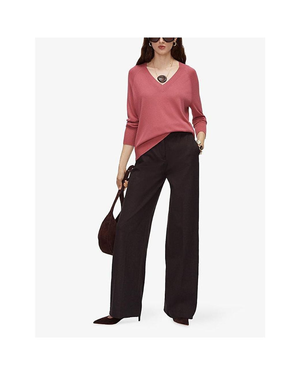Joseph Red Gallow V-Neck Silk-Knit Jumper