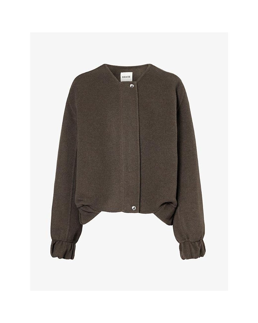 Khaite Brown Cordan Relaxed-Fit Wool Bomber Jacket