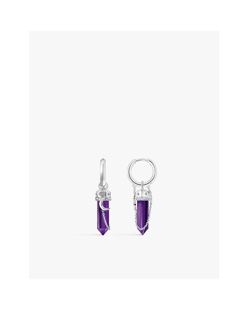 Thomas Sabo Multicolor Chain-Drop Sterling- And Imitation Amethyst Earrings