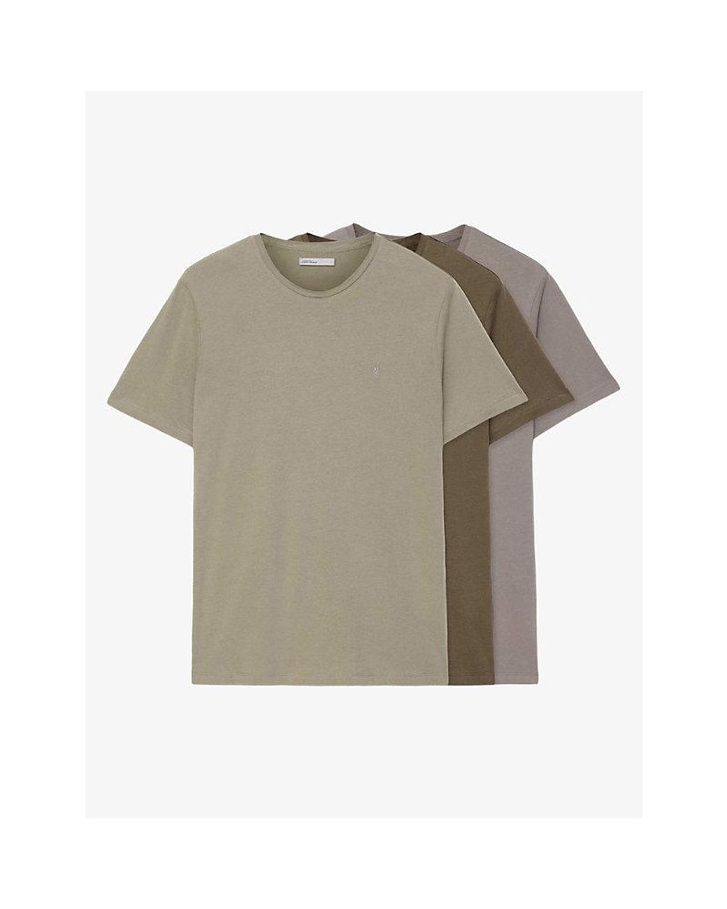 AllSaints Natural Brace Logo-Embroidered Pack Of Three Cotton-Jersey T-Shirts for men