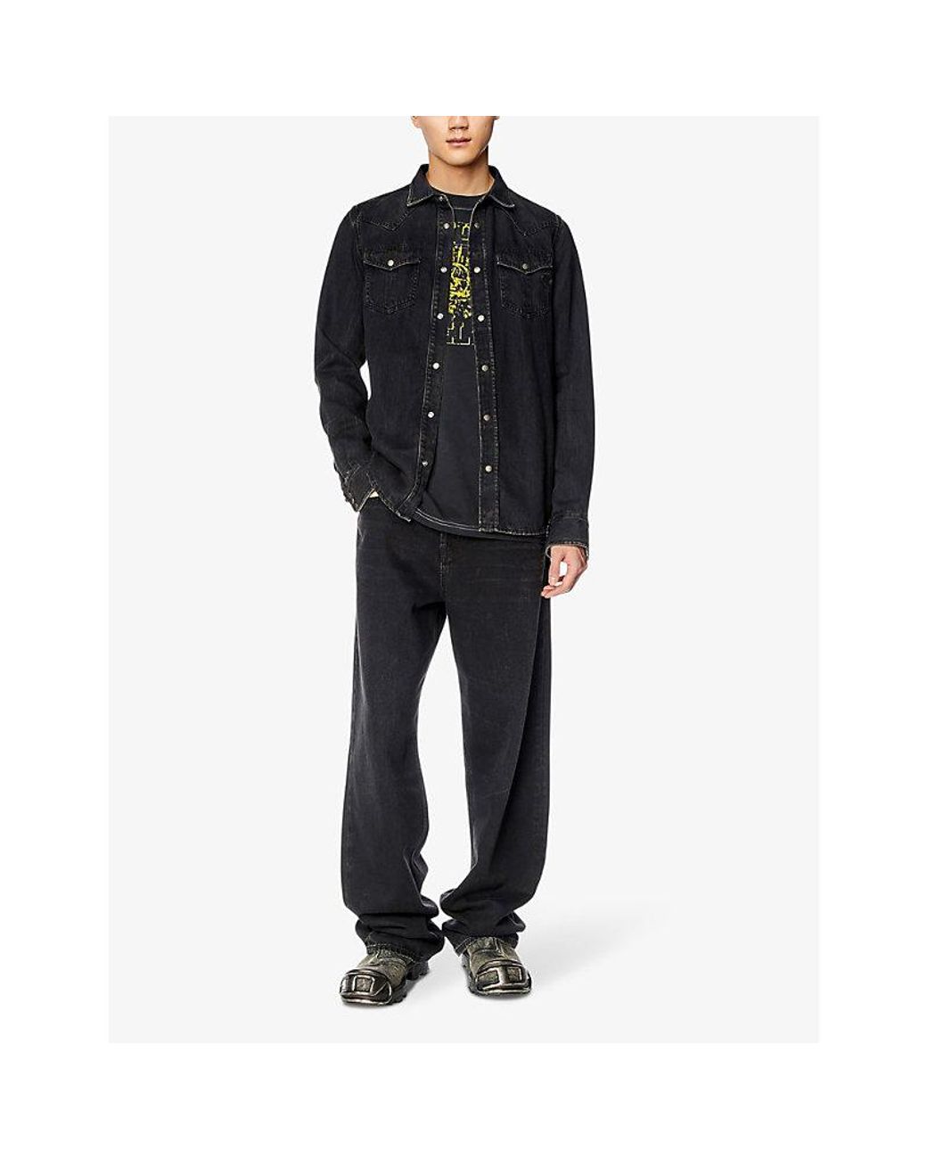 DIESEL Blue Vega Patch-Pocket Regular-Fit Denim Overshirt for men