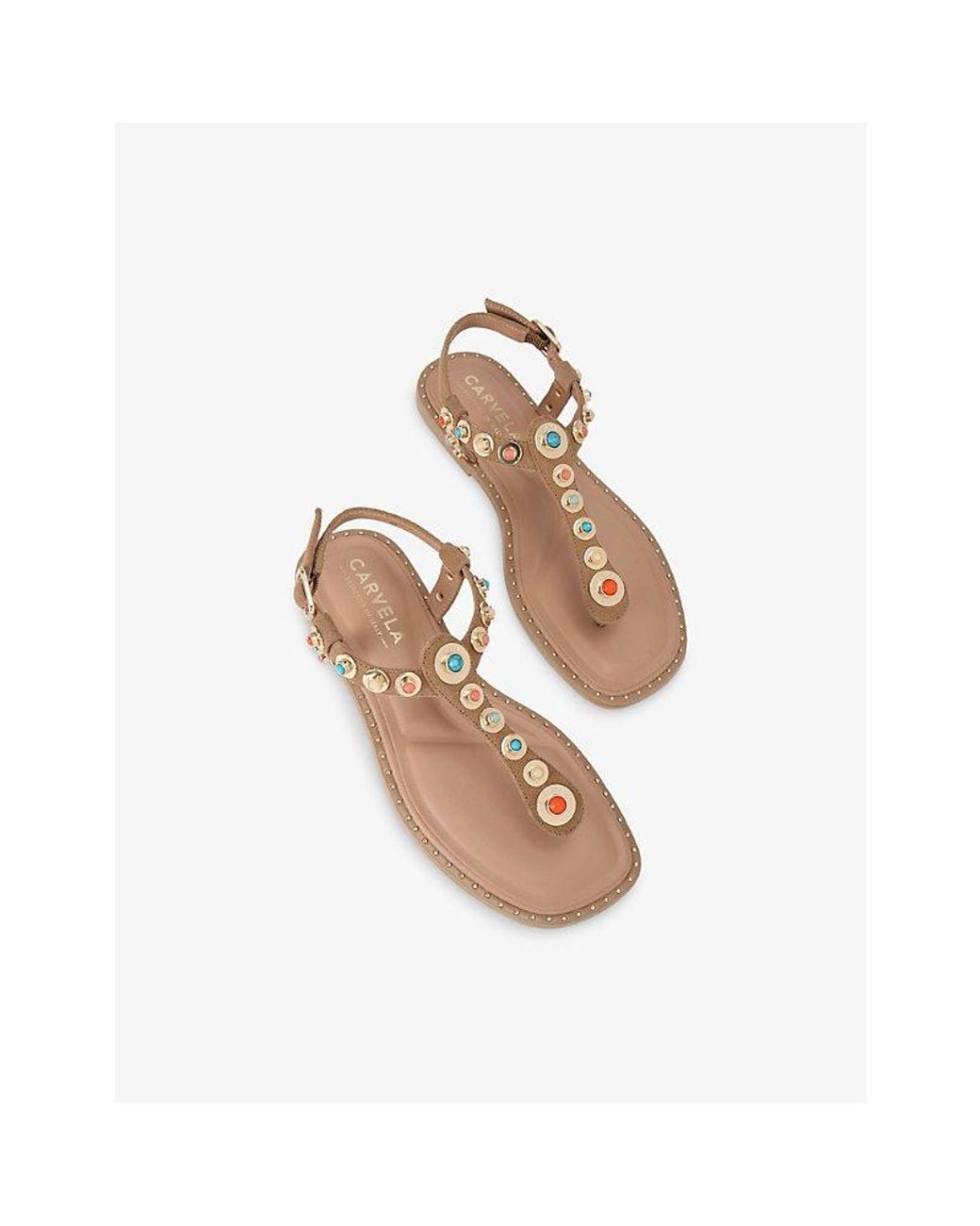 Carvela Kurt Geiger Natural Amalfi T-Bar Leather Sandals
