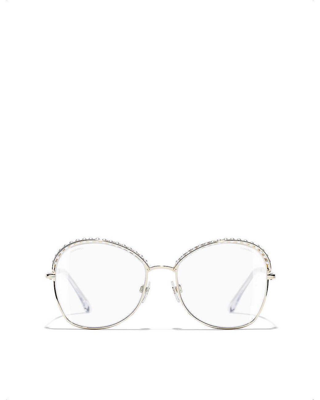 Chanel Unisex Round Sunglasses in White | Lyst