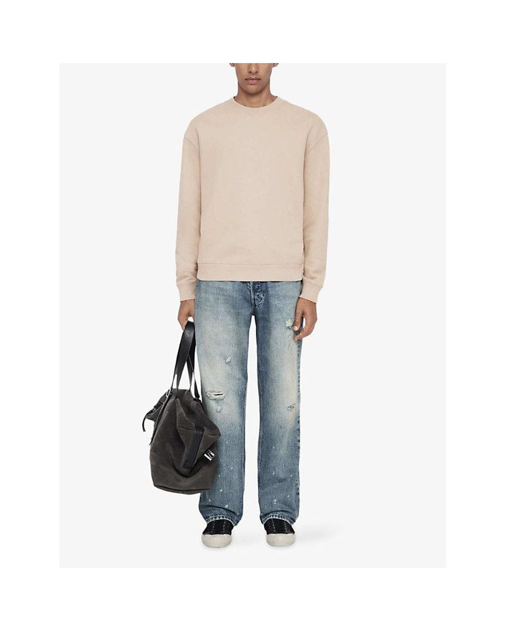 AllSaints Natural River Crewneck Relaxed-Fit Cotton Sweatshirt for men