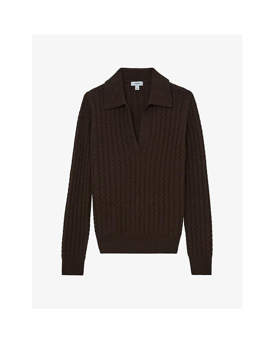Reiss Black Millie Cable-Knit Wool-Blend Jumper