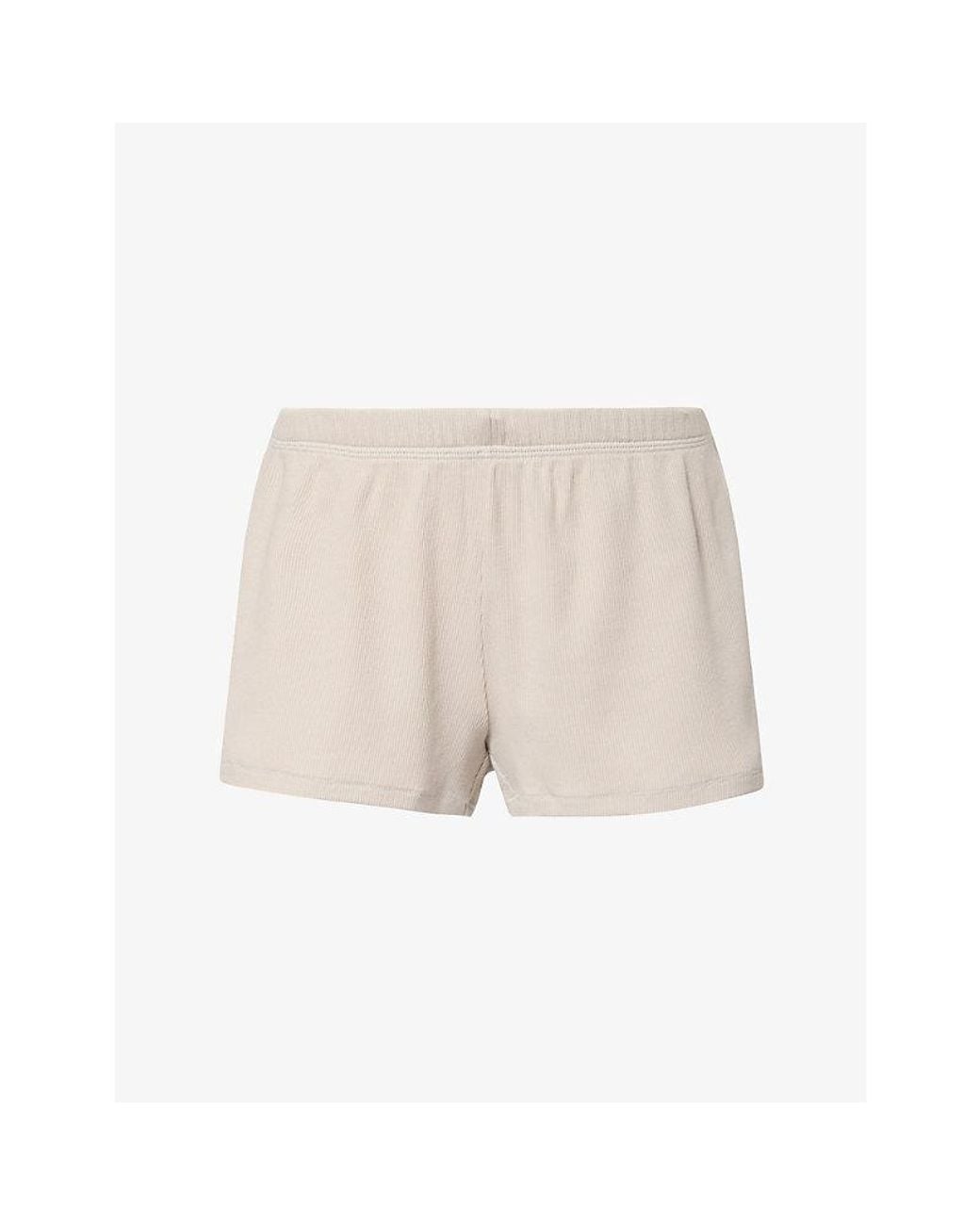 Skims Natural Loose Rib Cotton-Jersey Shorts