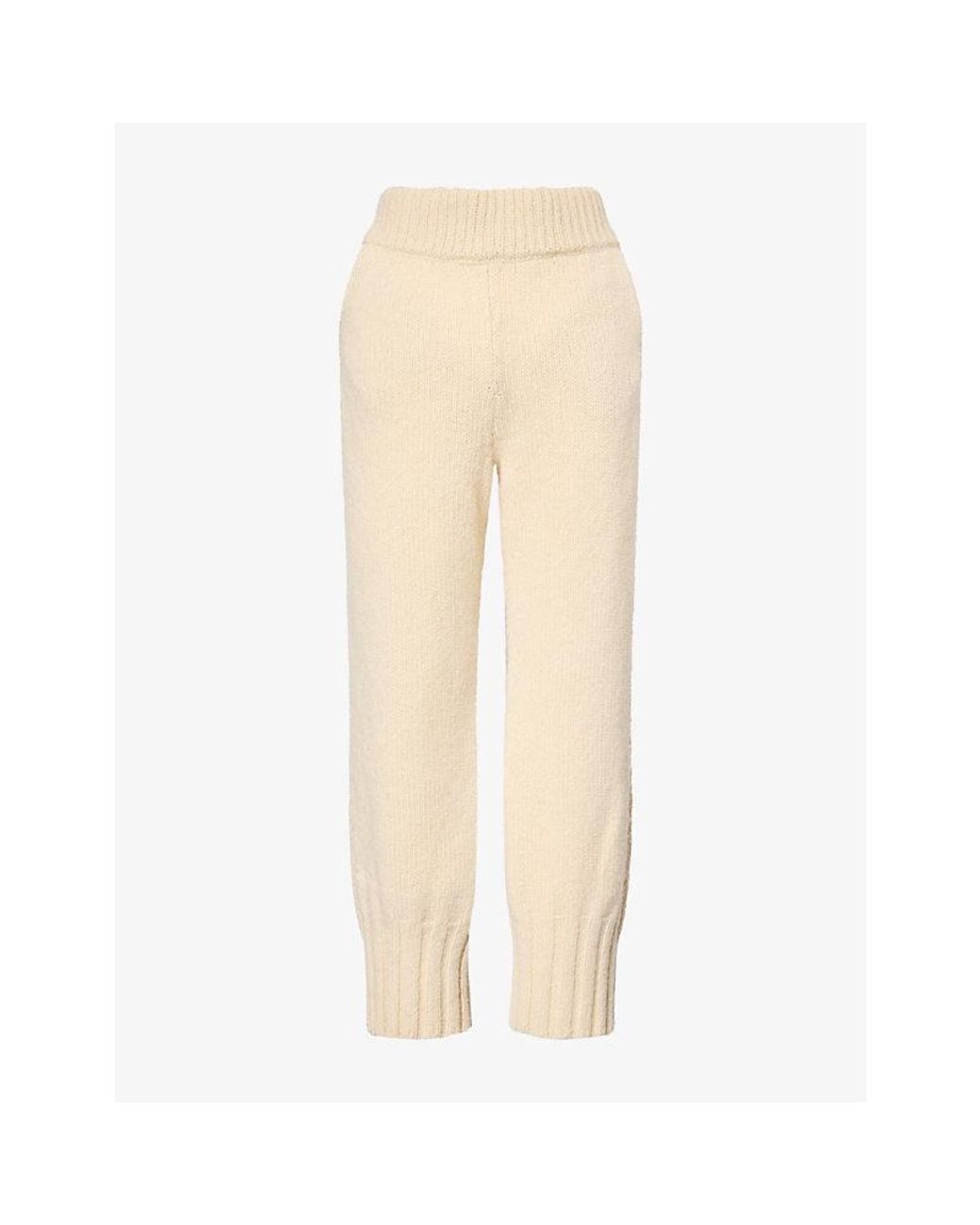 Oscar Ouyang Natural Cable Knit Straight-Leg Wool Trousers for men
