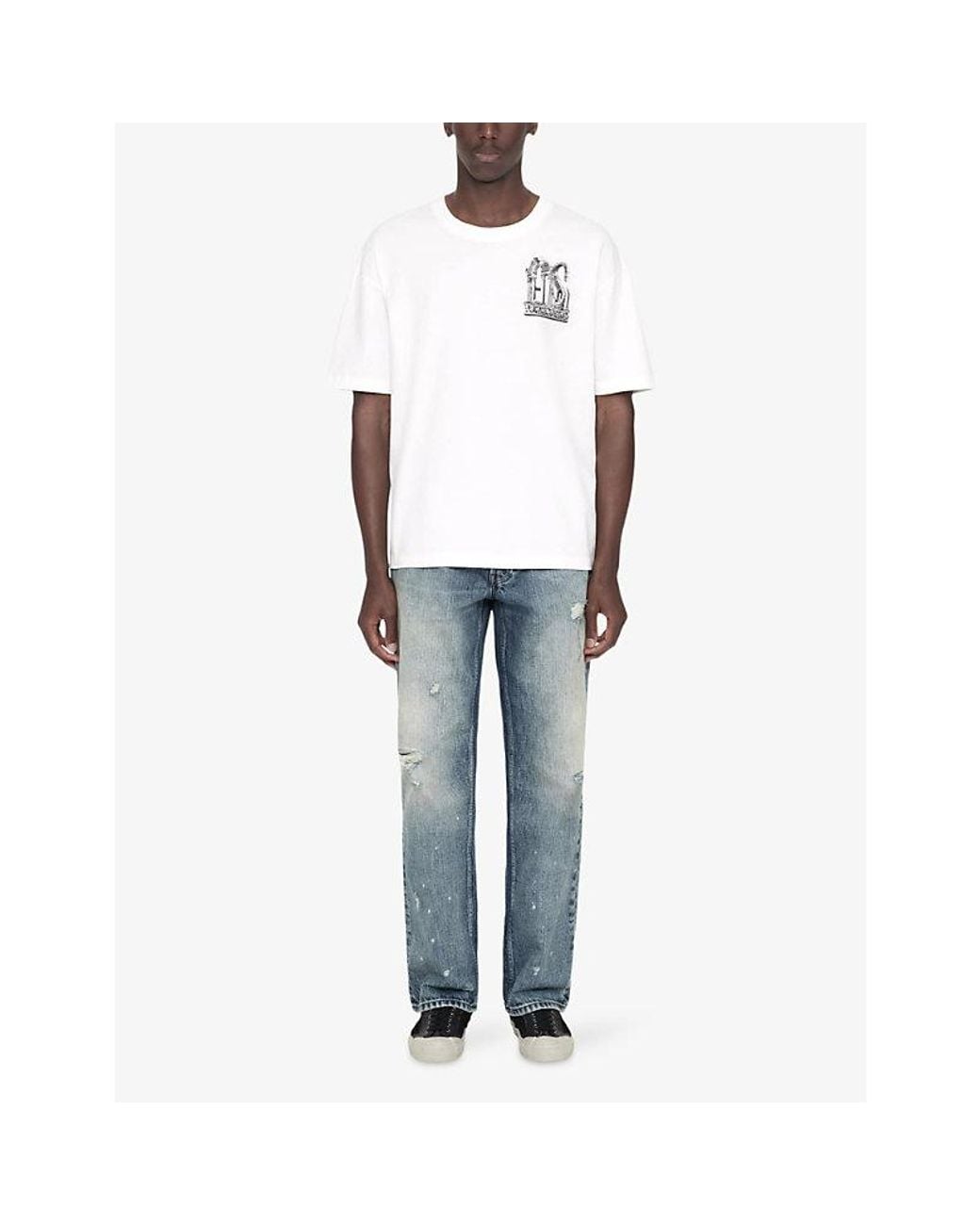 AllSaints White Shrines Graphic-Print Short-Sleeve Cotton T-Shirt for men