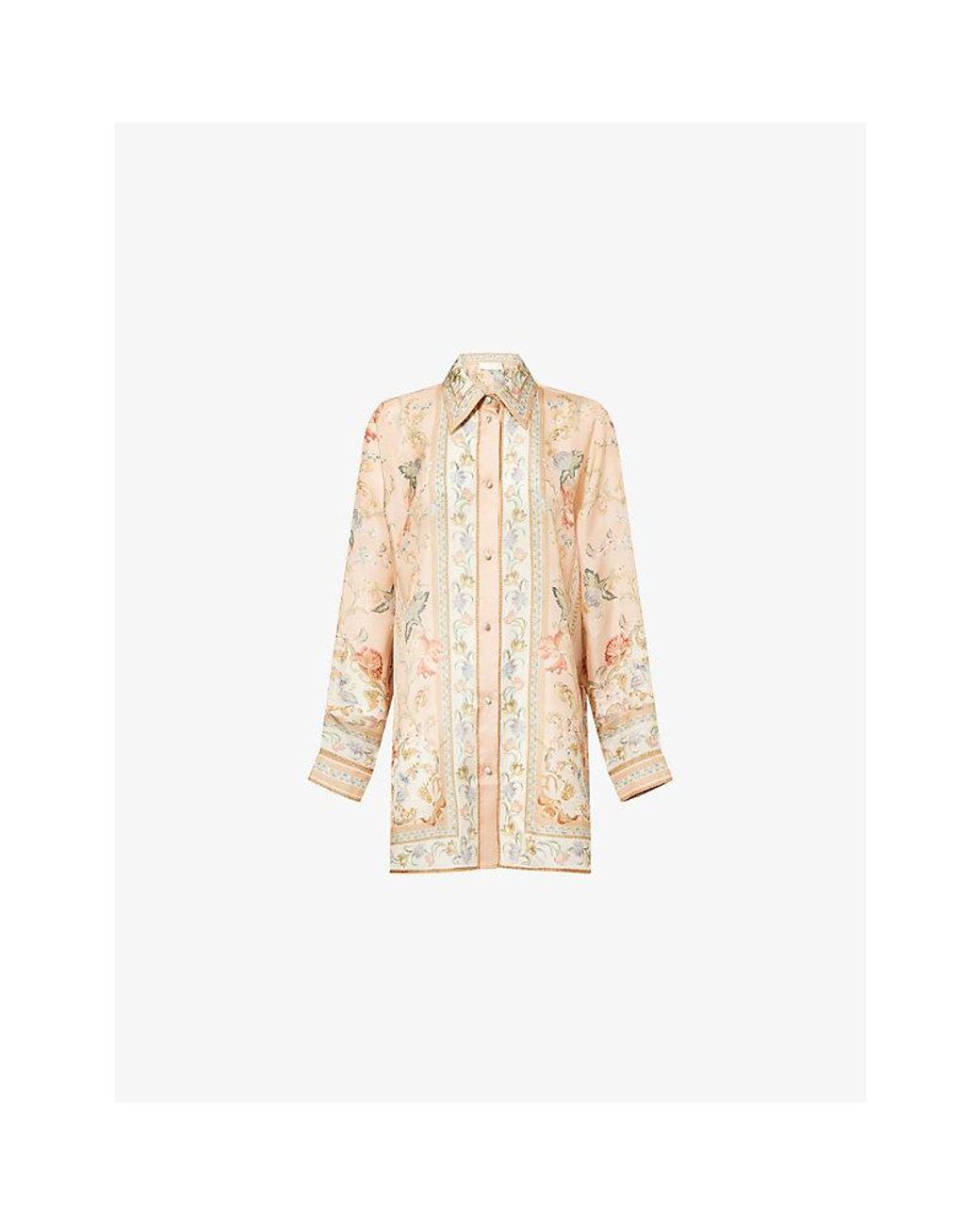 Zimmermann Natural Roselight Printed Silk Shirt
