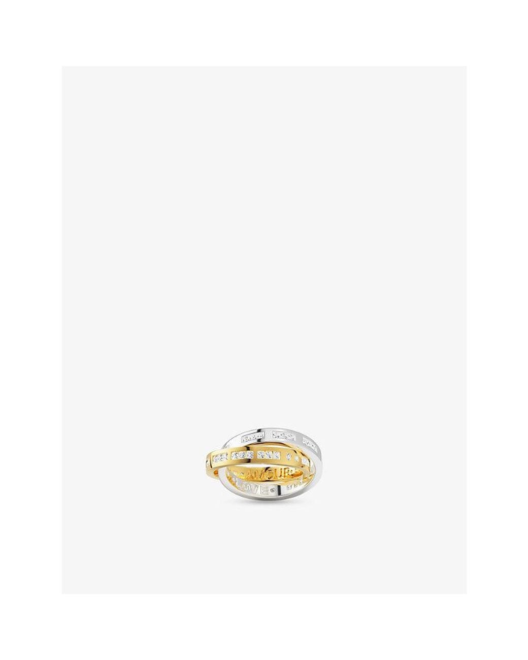 Apm Monaco Metallic Amour Love 18Ct- Plated Alloy And Cubic Zirconia Ring