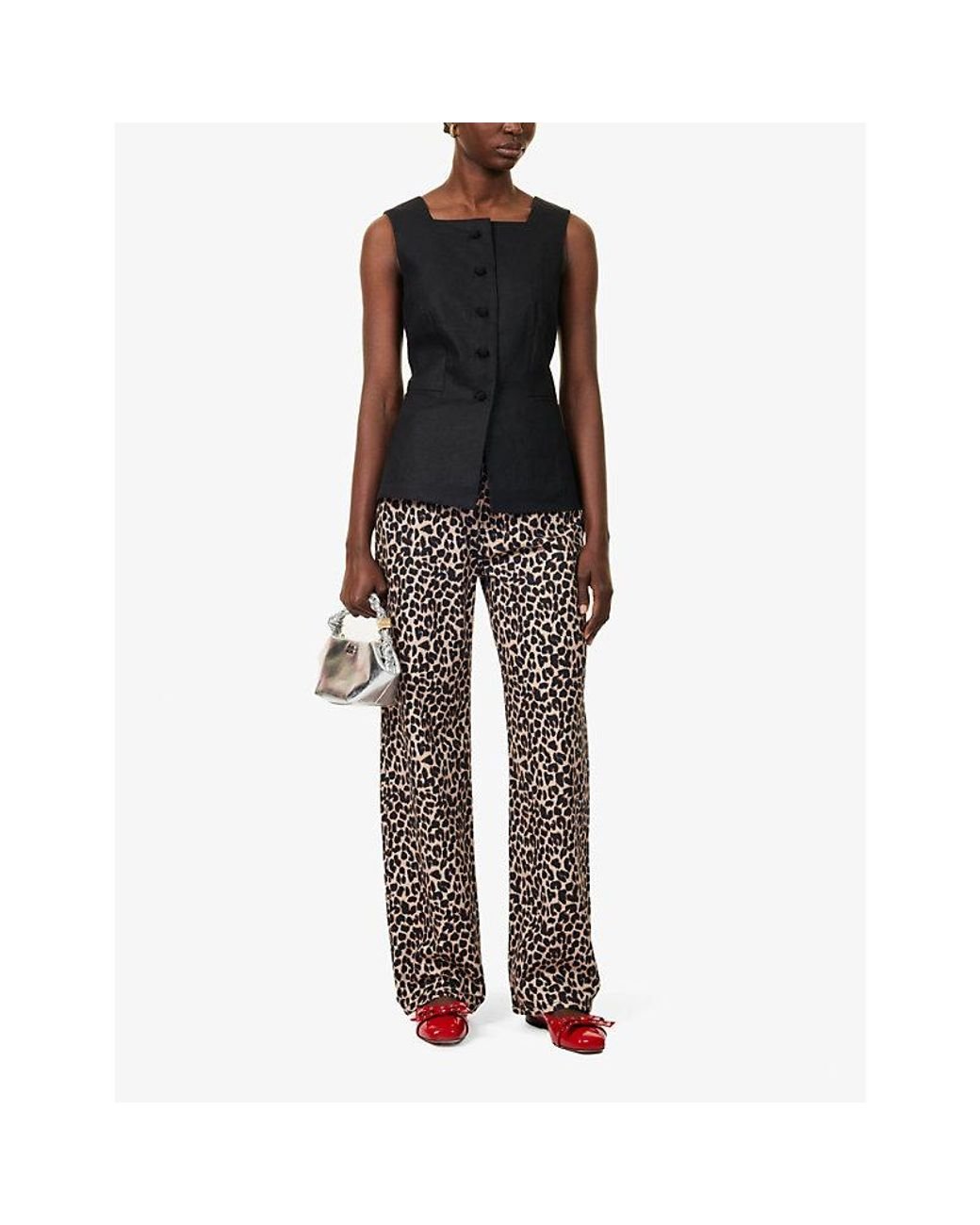 Reformation Cary Leopard Print Straight Leg High Rise Organic Denim Jeans Lyst UK