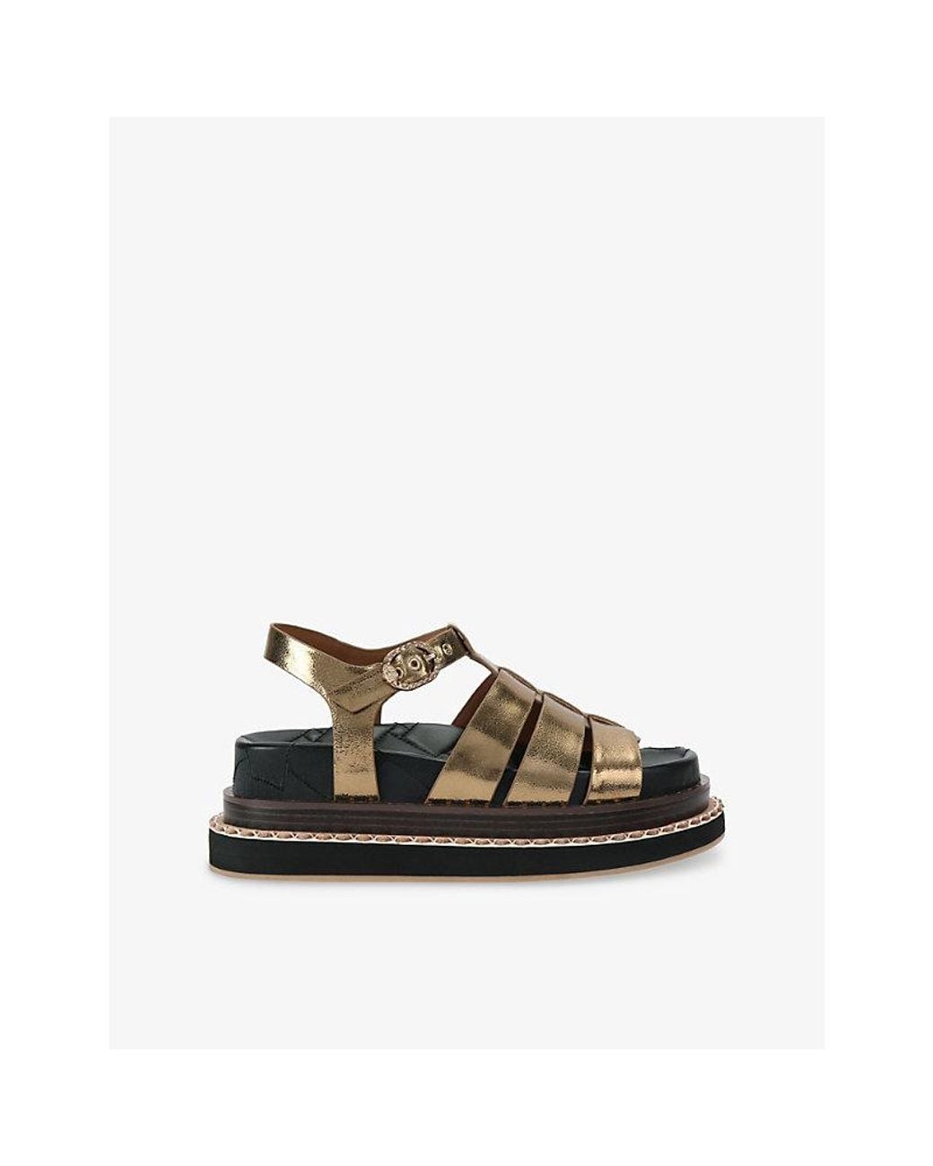 Kurt Geiger Black Orson Eagle Leather Fisherman Sandals
