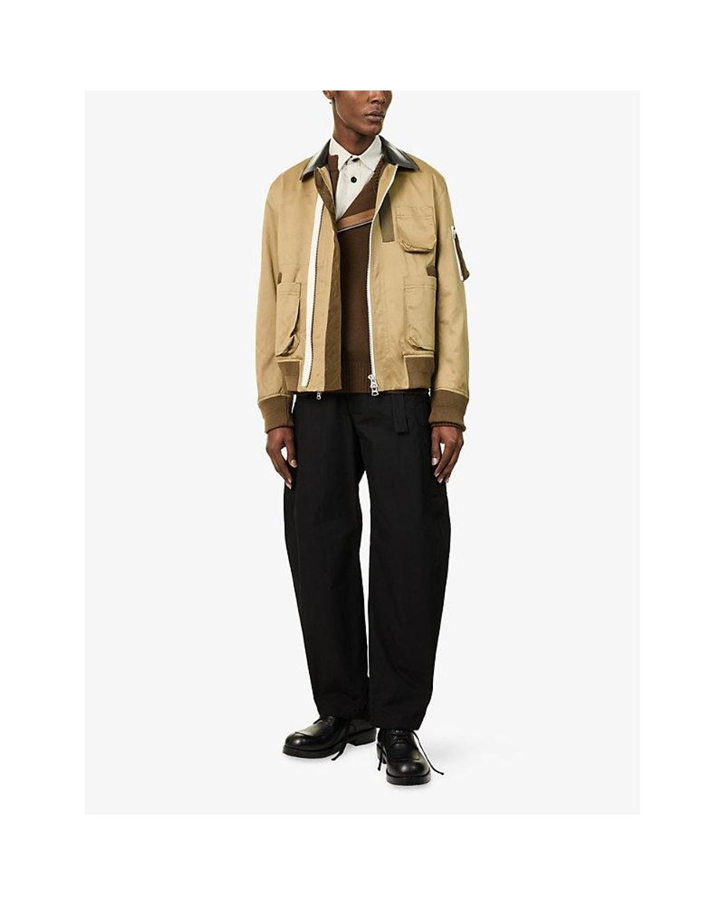 Sacai Natural Patch-Pocket Collared Cotton Jacket for men