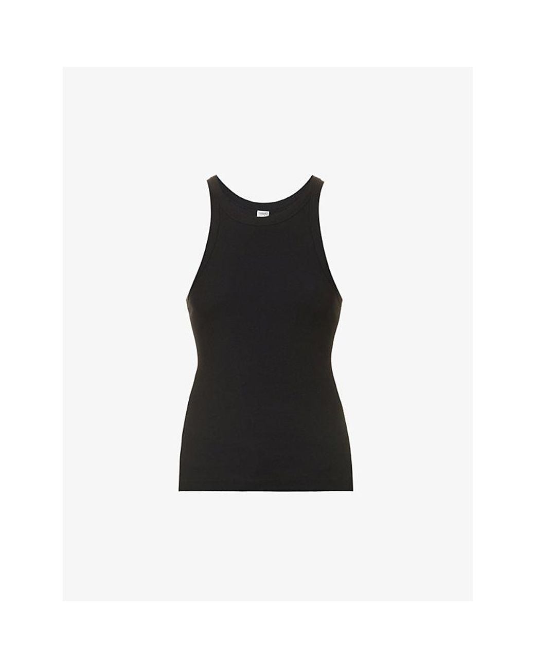 Totême Black Ribbed Cotton-Blend Tank Top