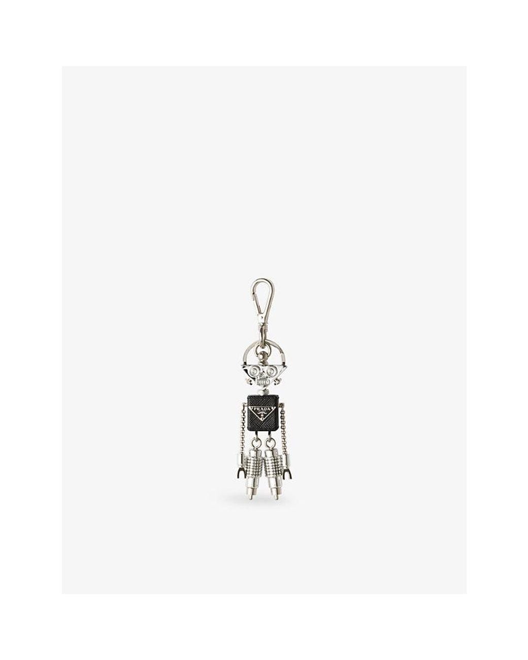 Prada Metallic Robot Saffiano Leather Keychain Charm for men