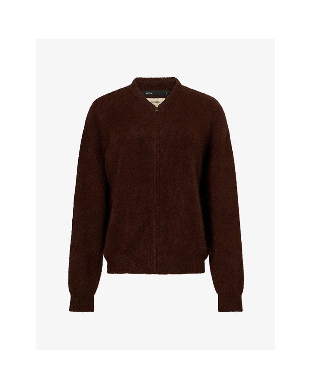Frenckenberger Brown Mini Bomber Wool-And-Silk Cardigan