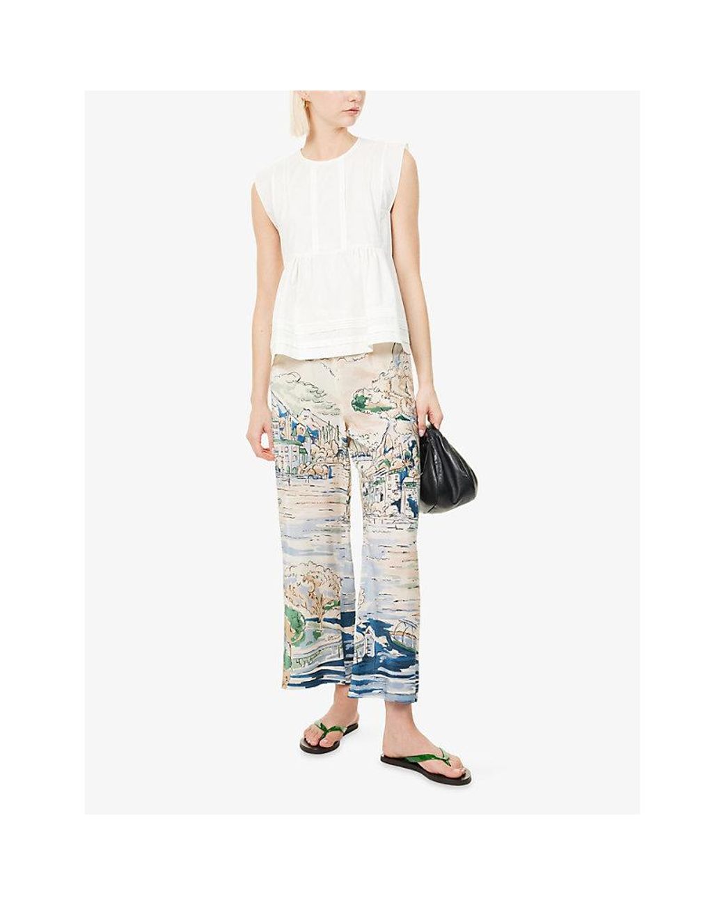Weekend by Maxmara White Crew-Neck Sleeveless Cotton Top