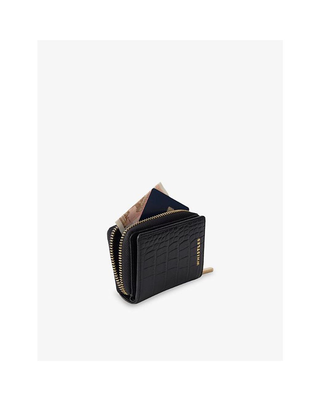 Whistles Black Croc-Embossed Leather Purse