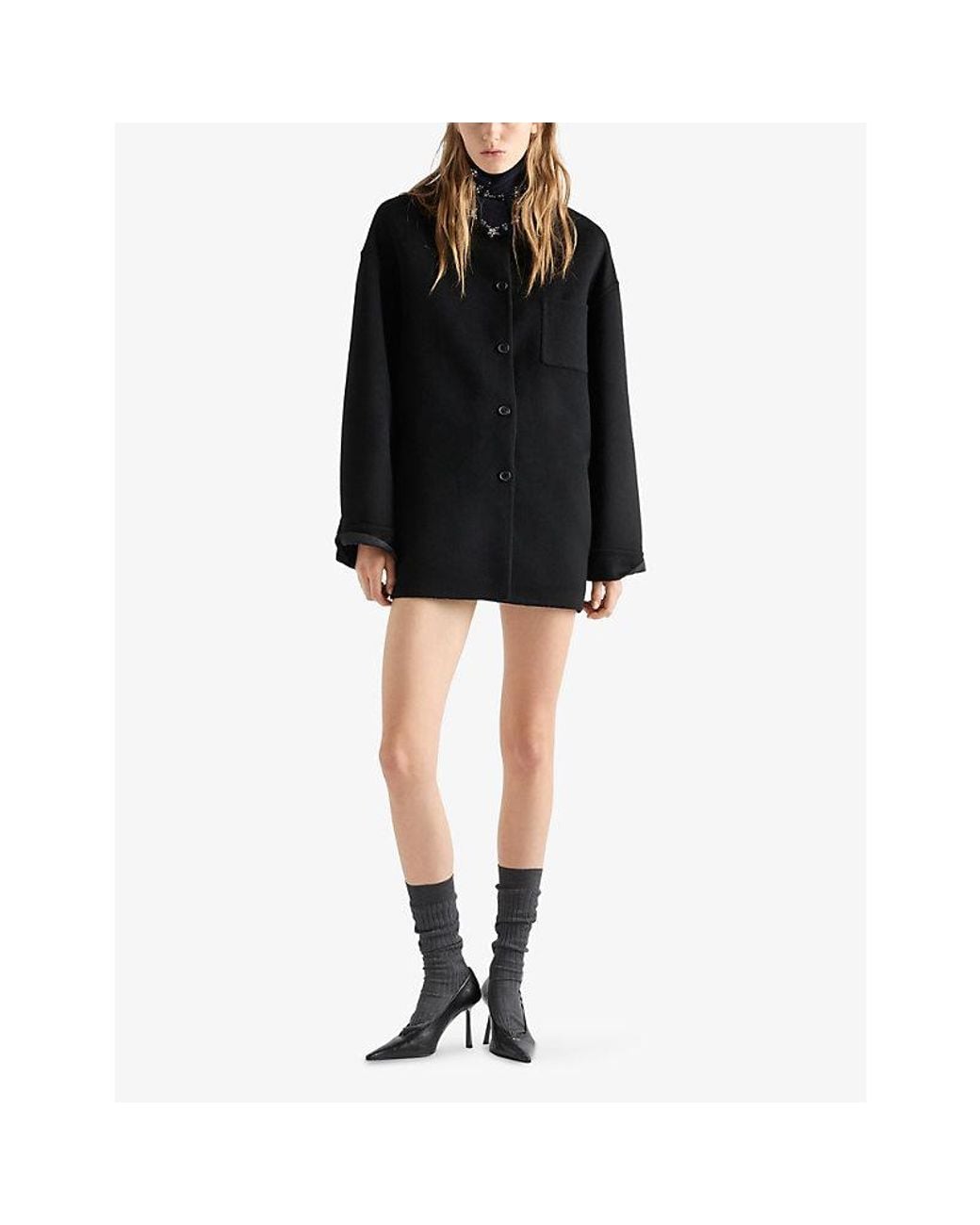 Prada Black Reversible Oversized-Fit Wool And Cashmere Jacket