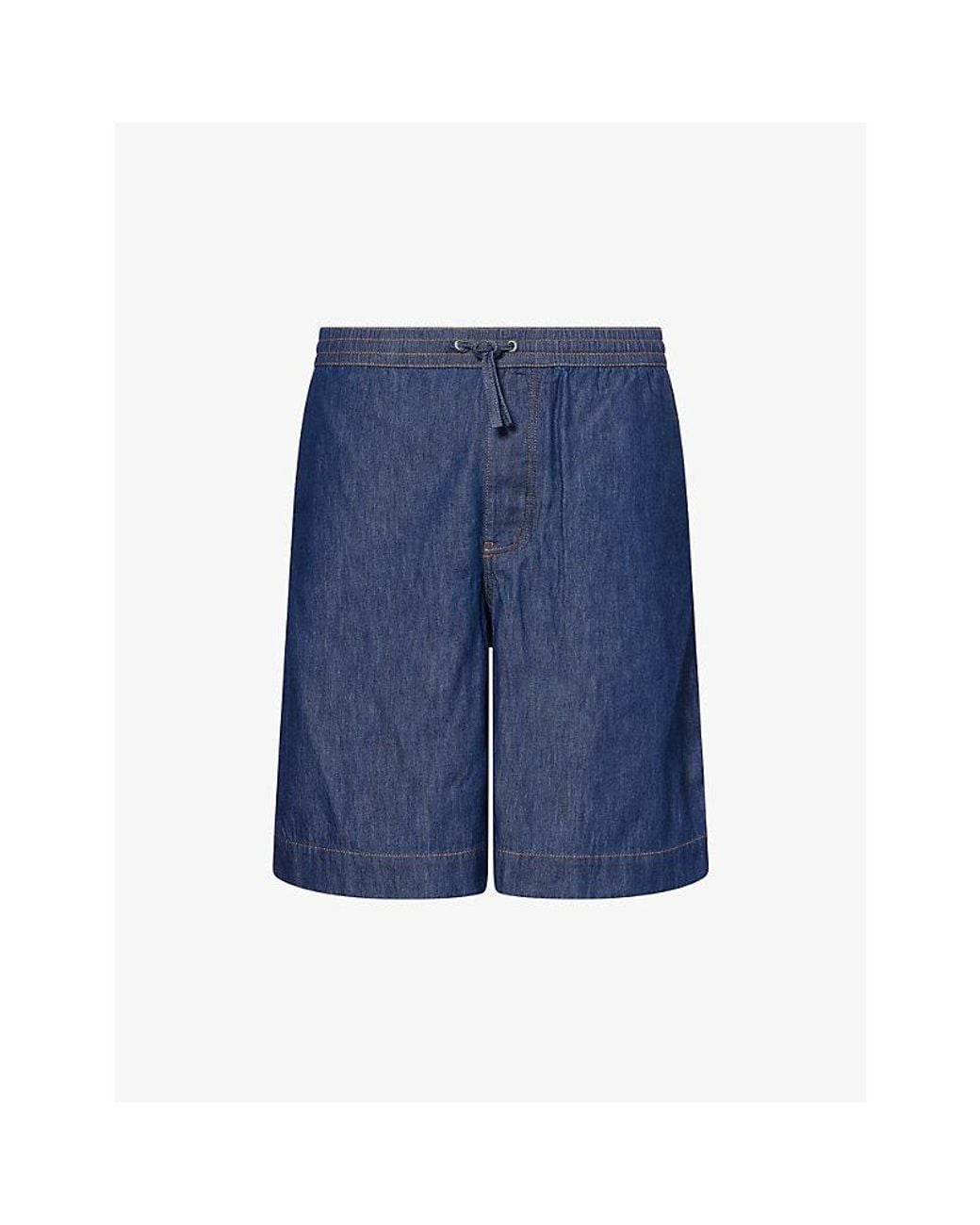 Loewe Blue Anagram-Embroidered Denim Shorts for men