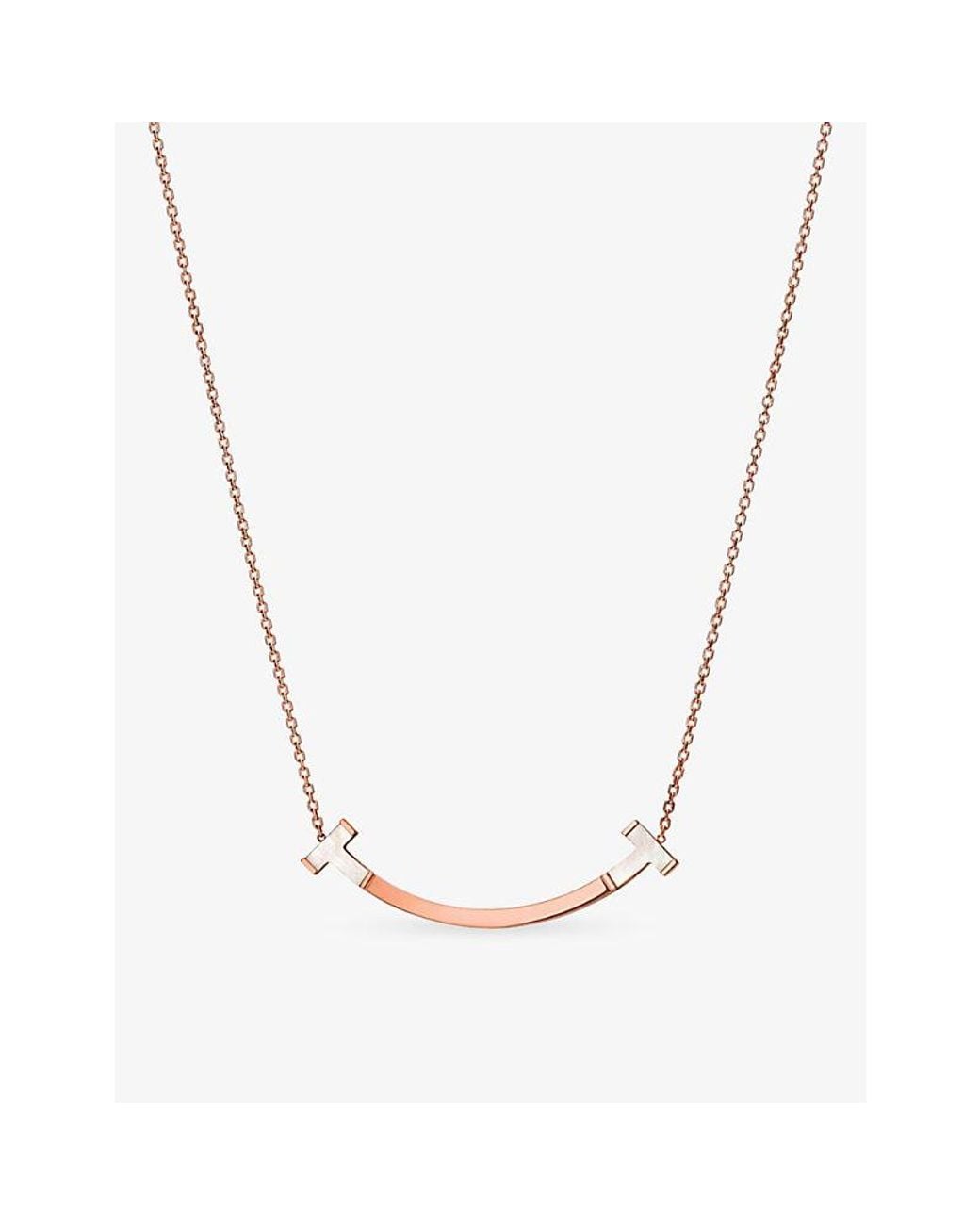 Tiffany & Co Metallic Tiffany T Smile Medium 18Ct Rose- And Mother-Of-Pearl Pendant Necklace