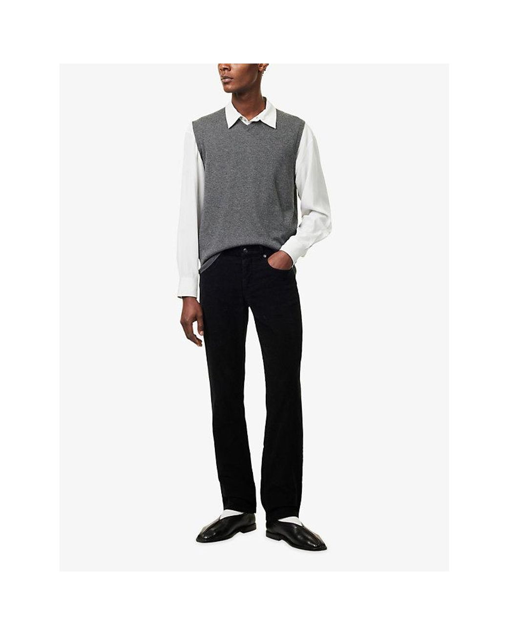 The Row Black Valentin Straight-Leg Cotton-Corduroy Trousers for men