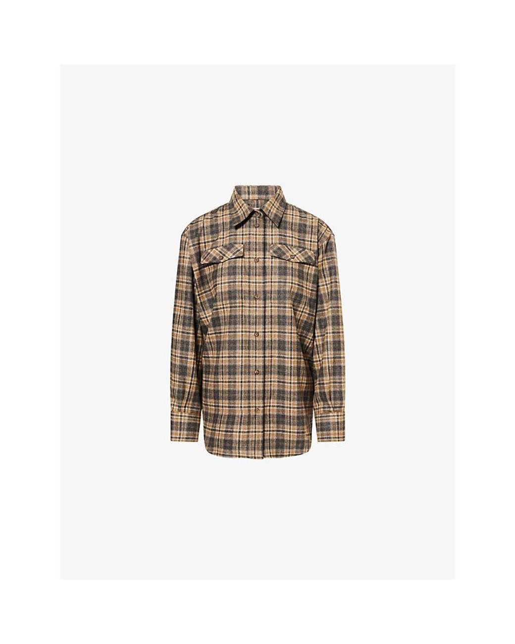RÓHE Frames Brown Western Checked Wool-Blend Shirt