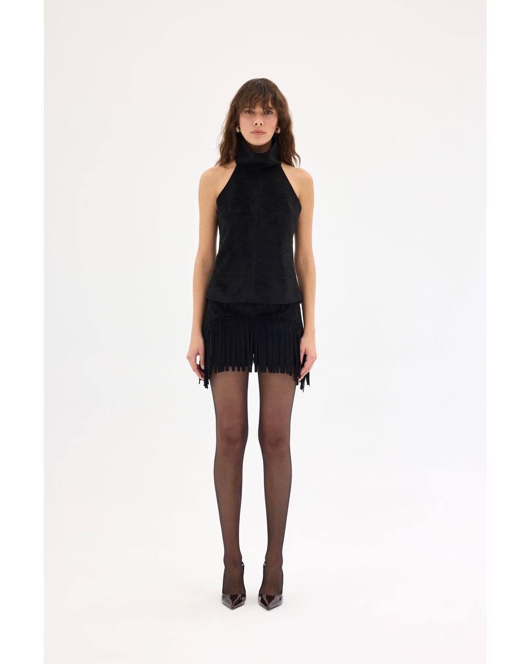 Sélone Studio Black Blair Fringed Shorts