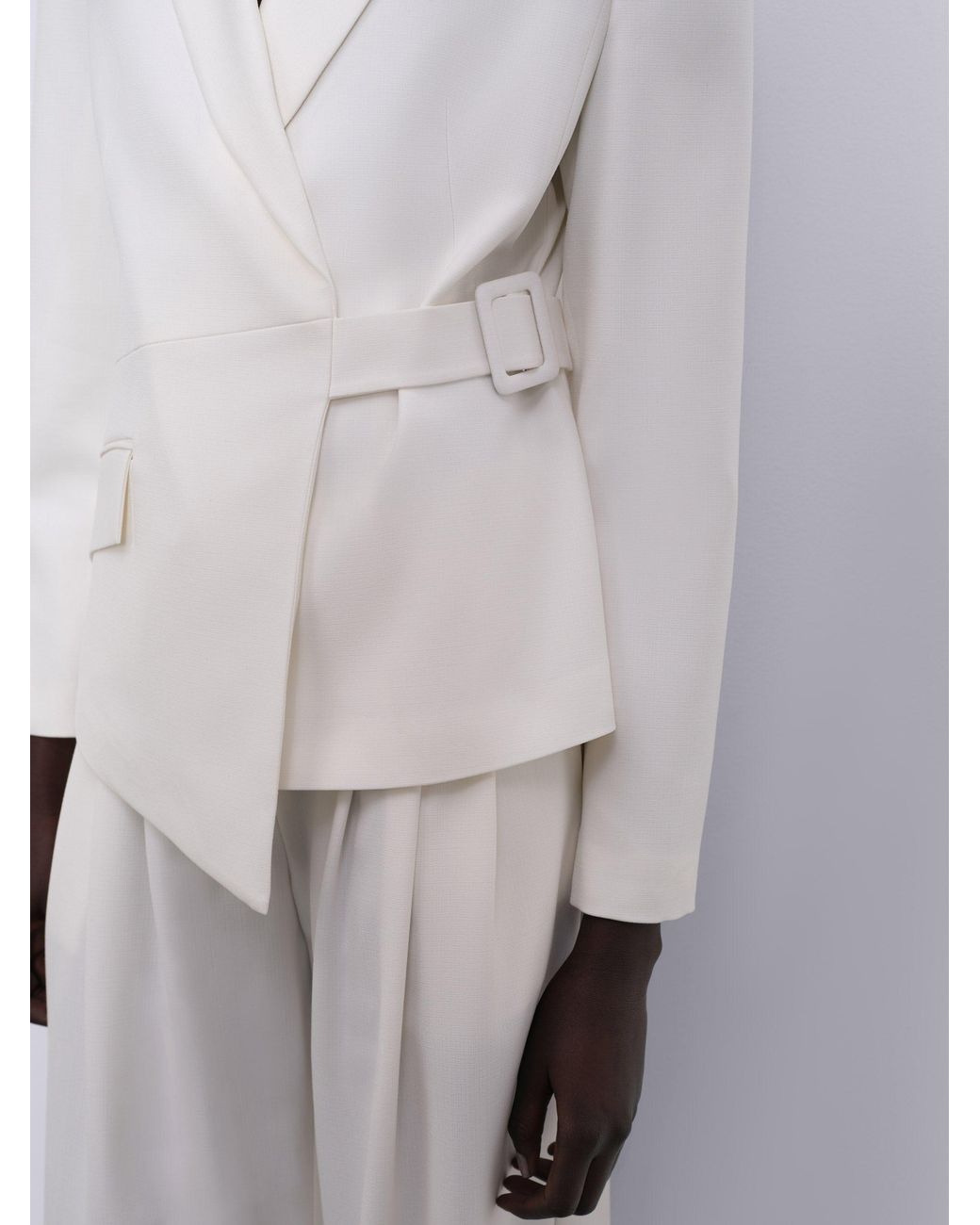 Sélone White Nore Asymmetric Wrap Blazer