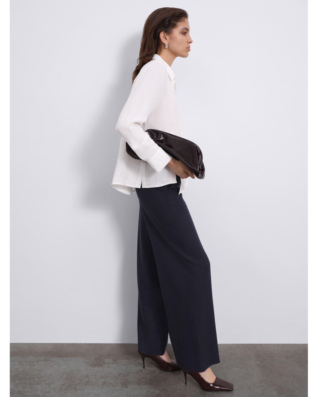 Sélone White Lorin Asymmetric Stripe Shirt