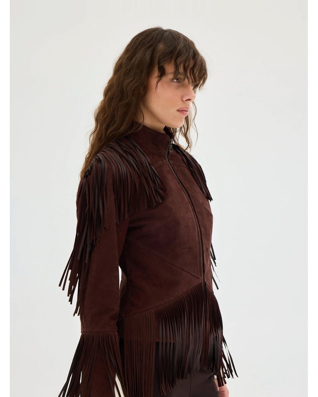 Sélone Studio Brown Zeya Fringed Sculpt Jacket