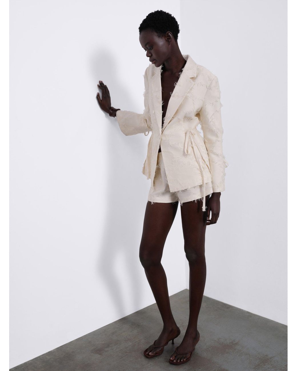 Sélone White Jora Fringe Shorts