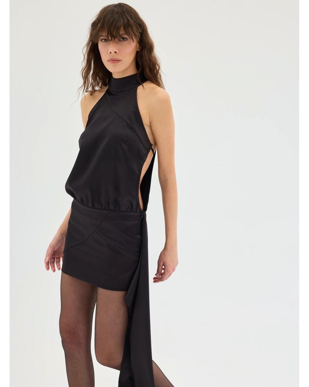 Sélone Studio Blue Zélia Asymmetric Satin Mini Dress