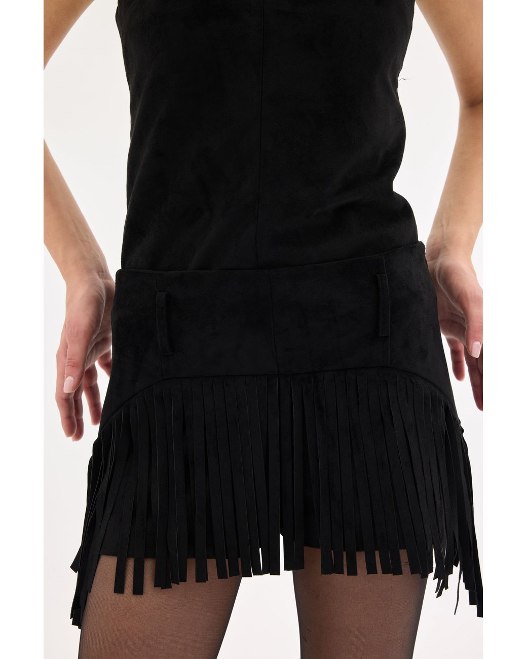 Sélone Studio Black Blair Fringed Shorts