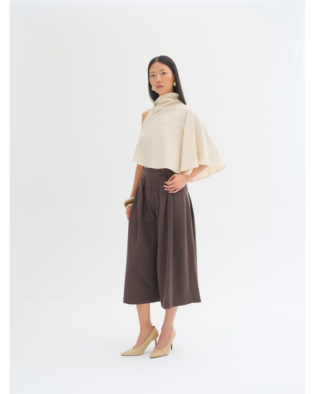 Sélone Studio White Mara Button-Detail Top