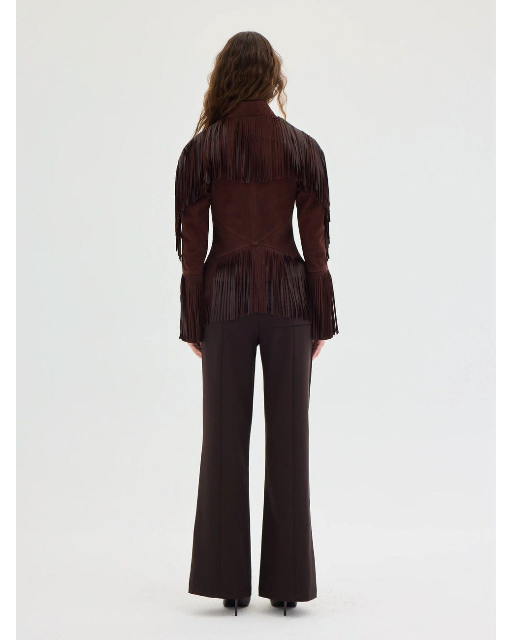 Sélone Studio Brown Zeya Fringed Sculpt Jacket