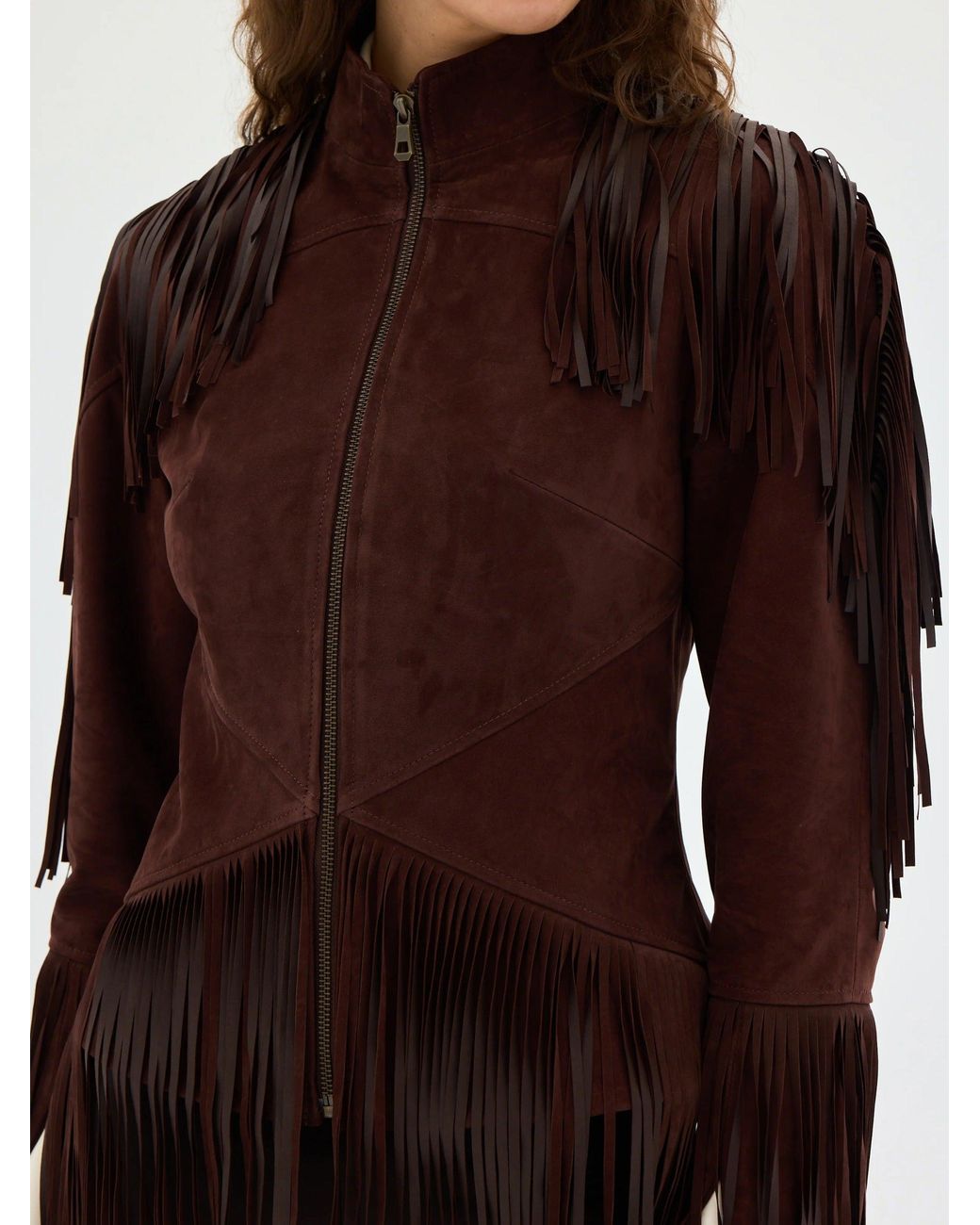 Sélone Studio Brown Zeya Fringed Sculpt Jacket