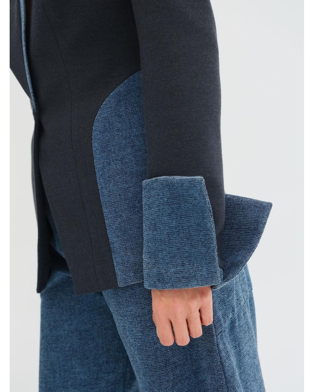 Sélone Studio Blue Nera Contrast-Panel Tailored Blazer