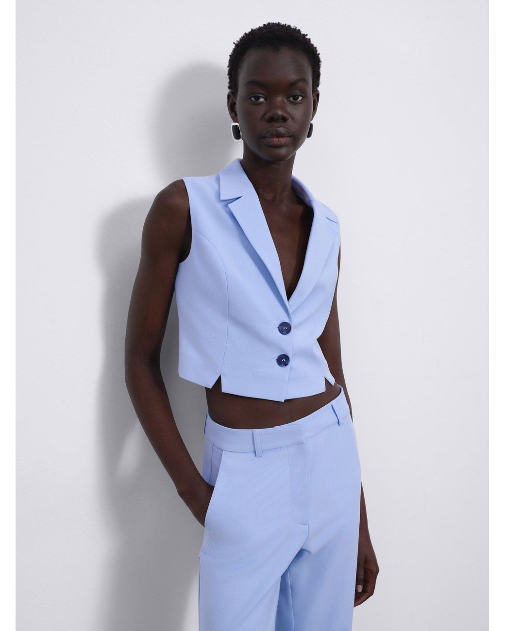 Sélone Blue Aura Slit Tailored Vest