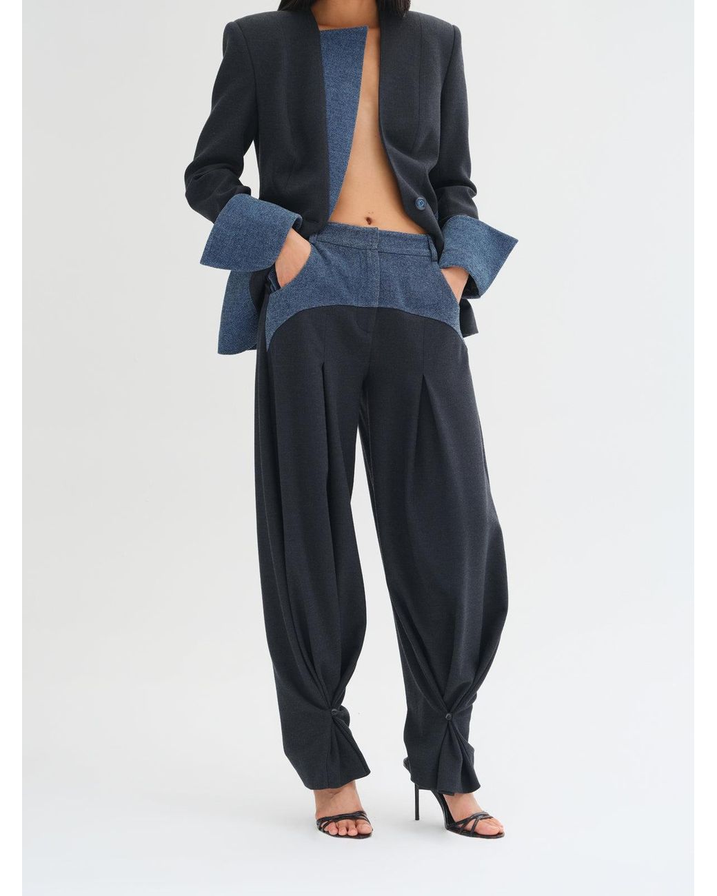 Sélone Studio Blue Noa Contrast-Panel Trousers