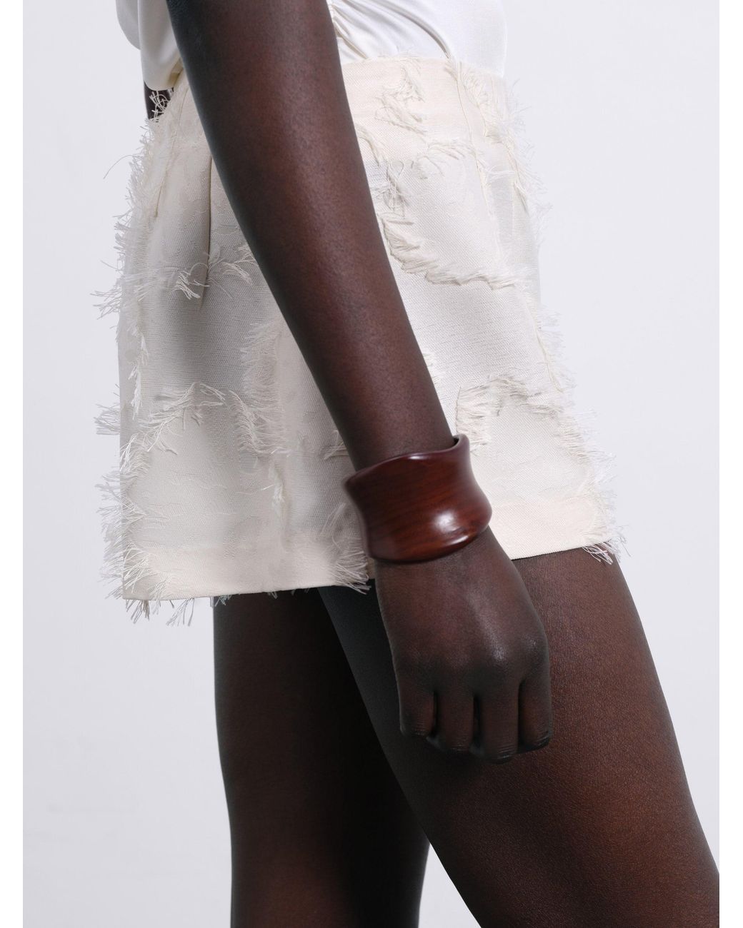 Sélone White Jora Fringe Shorts