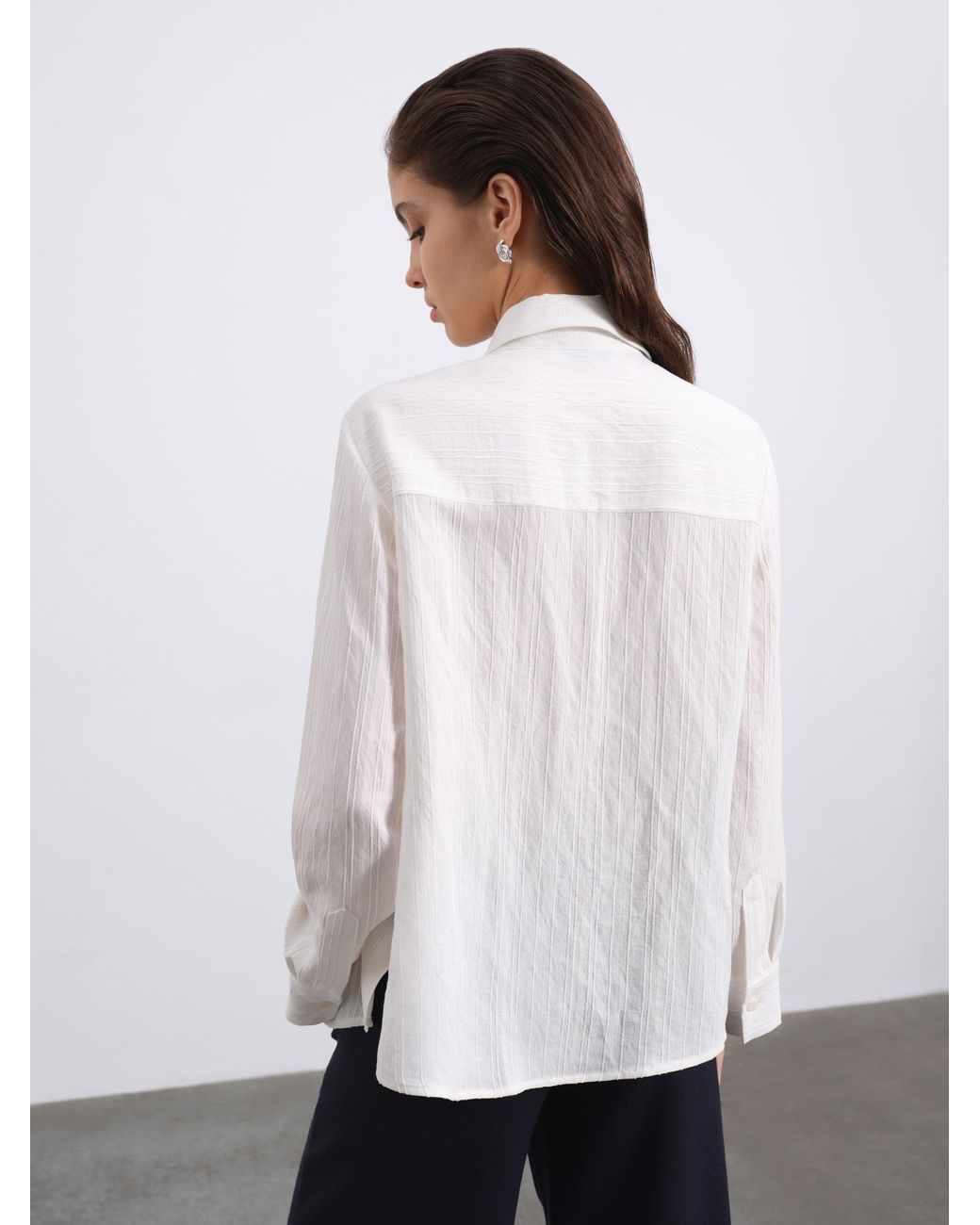 Sélone White Lorin Asymmetric Stripe Shirt
