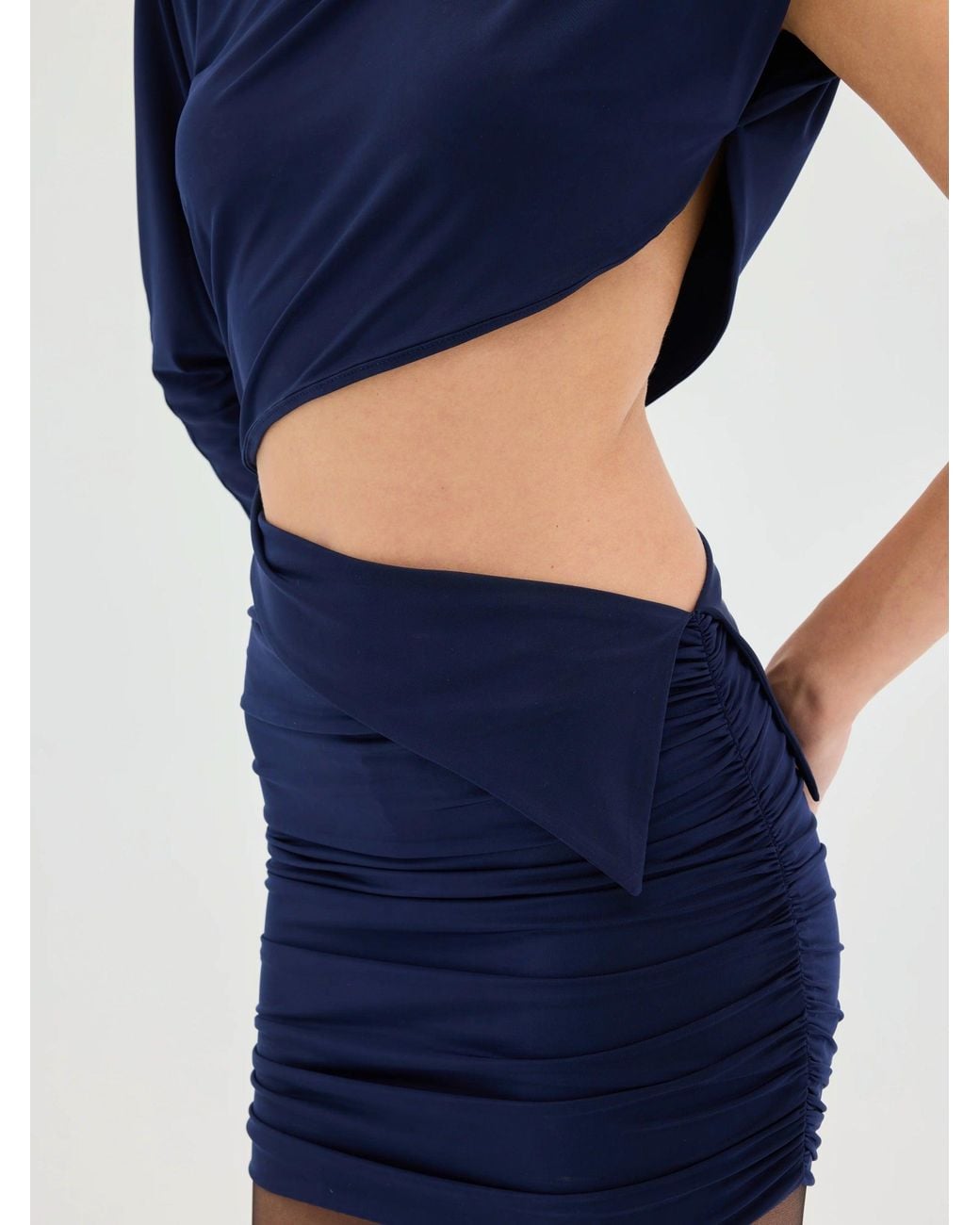 Sélone Studio Blue Maelle Draped Cut-Out Mini Dress